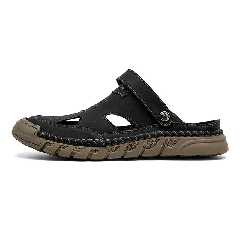 (⏰Limited Time Sale 49% OFF 🔥)Men's Premium Leather Orthopedic Sandals Handcrafted Full-Grain Leather-Closed Toe, Arch Support, Anti-Slip, Shock-Absorbing, Suitable for Riding, Gardening, Daily Errands-SCSLUXE