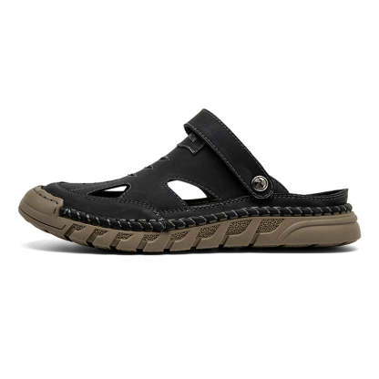(⏰Limited Time Sale 49% OFF 🔥)Men's Premium Leather Orthopedic Sandals Handcrafted Full-Grain Leather-Closed Toe, Arch Support, Anti-Slip, Shock-Absorbing, Suitable for Riding, Gardening, Daily Errands-SCSLUXE