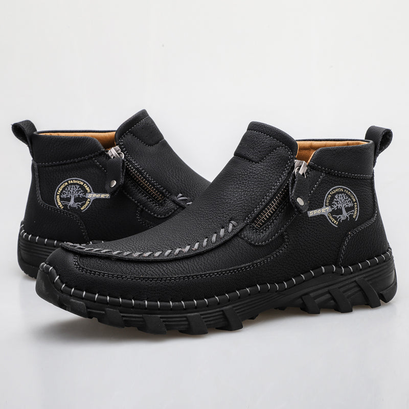 (⏰NOW ON: 49% OFF Sale! 🔥)Men's Premium Motorcycle Boots – Hand-Stitched Genuine Leather, USMCA Recommended - Wide Toe, Waterproof, Anti-Slip, Anti-Sprain, Ortho Support, Suitable for Riding, Work, Driving, Hiking-SCSLUXE