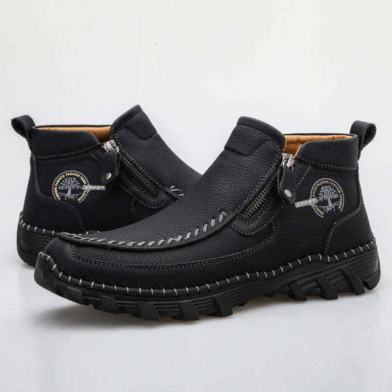 (⏰NOW ON: 49% OFF Sale! 🔥)Men's Premium Motorcycle Boots – Hand-Stitched Genuine Leather, USMCA Recommended - Wide Toe, Waterproof, Anti-Slip, Anti-Sprain, Ortho Support, Suitable for Riding, Work, Driving, Hiking-SCSLUXE