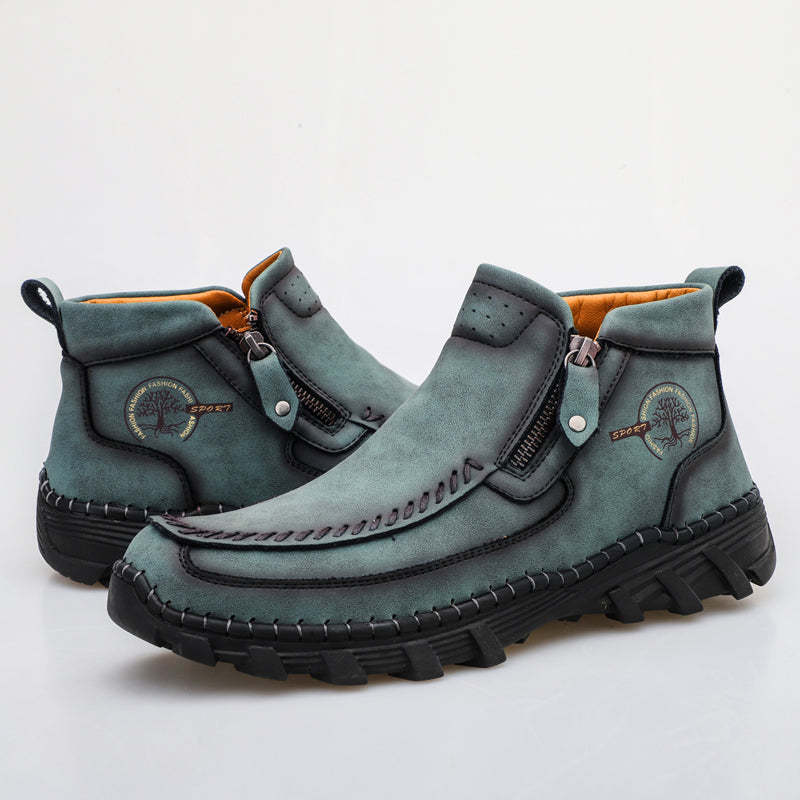 (⏰NOW ON: 49% OFF Sale! 🔥)Men's Premium Motorcycle Boots – Hand-Stitched Genuine Leather, USMCA Recommended - Wide Toe, Waterproof, Anti-Slip, Anti-Sprain, Ortho Support, Suitable for Riding, Work, Driving, Hiking-SCSLUXE