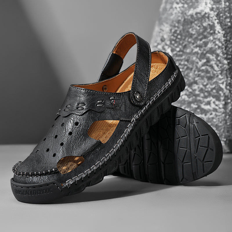 (⏰Last Day 49% OFF🔥)Men's 40+ Orthopedic Closed-Toe Sandals – Full-Grain Leather, Adjustable, Handmade for Fishing, Gardening & Daily Wear-SCSLUXE