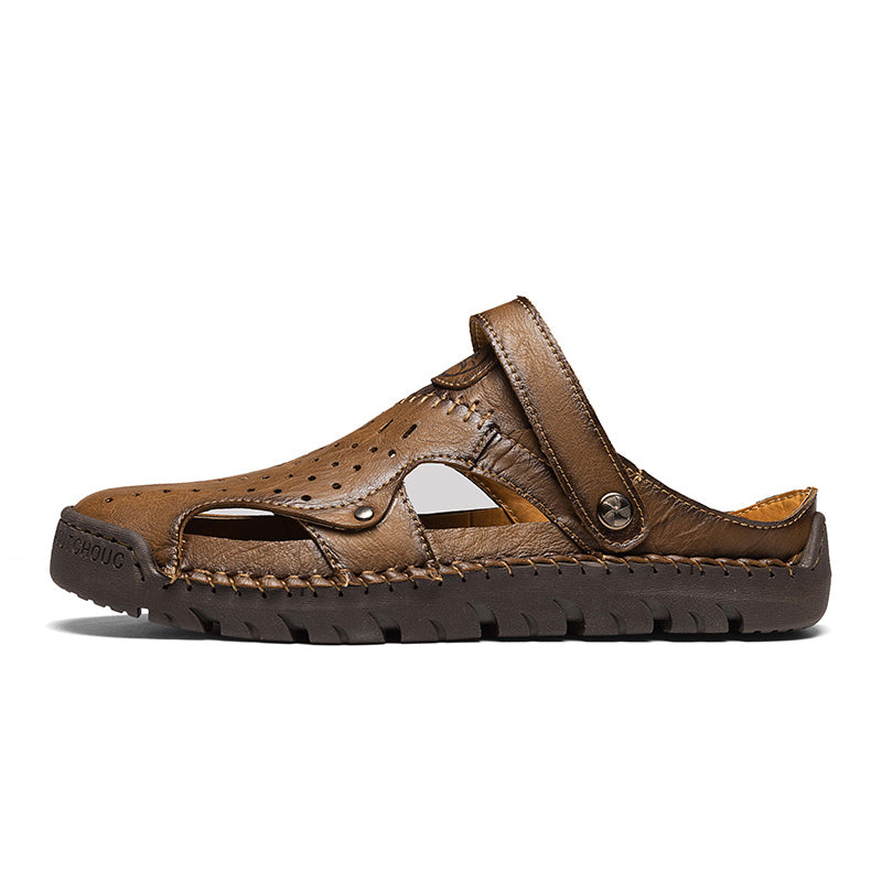 (⏰Limited Time Sale 49% OFF🔥)Men's Full-Grain Leather Sandals – Closed-Toe, Adjustable for Fishing & Gardening-SCSLUXE