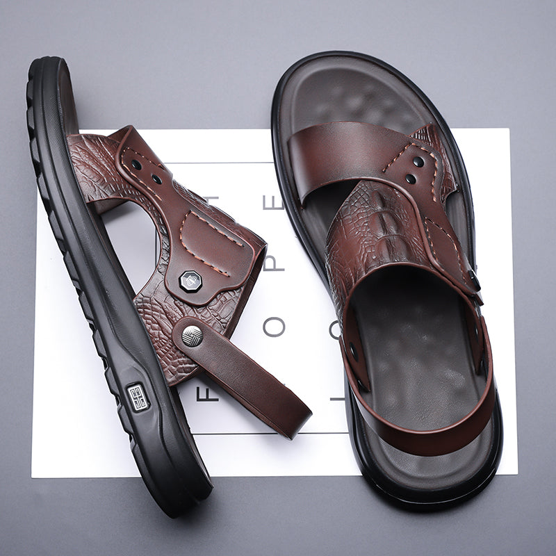 (⏰Limited Time Sale 49% OFF 🔥)Premium Leather Men’s Vintage Sandals – Open-Toe Design, Breathable & Lightweight, Durable Anti-Slip Sole, All-Day Comfort for Walking, Vacation, and Daily Wear-SCSLUXE