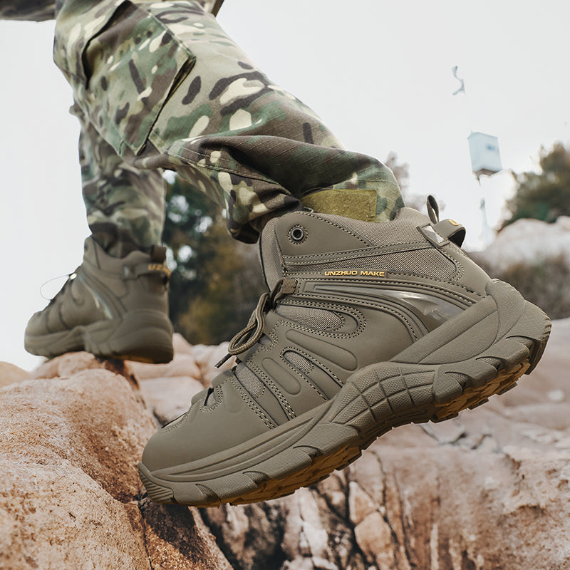 (🔥Last Day Promotion 70% OFF 🎁) Men’s Leather Hiking and Work Boots, Waterproof Lightweight Orthopedic Comfort, Slip Resistant Anti Puncture, Shock Absorbing Arch and Ankle Support, for Wet Trails Construction and Long Walks-SCSLUXE