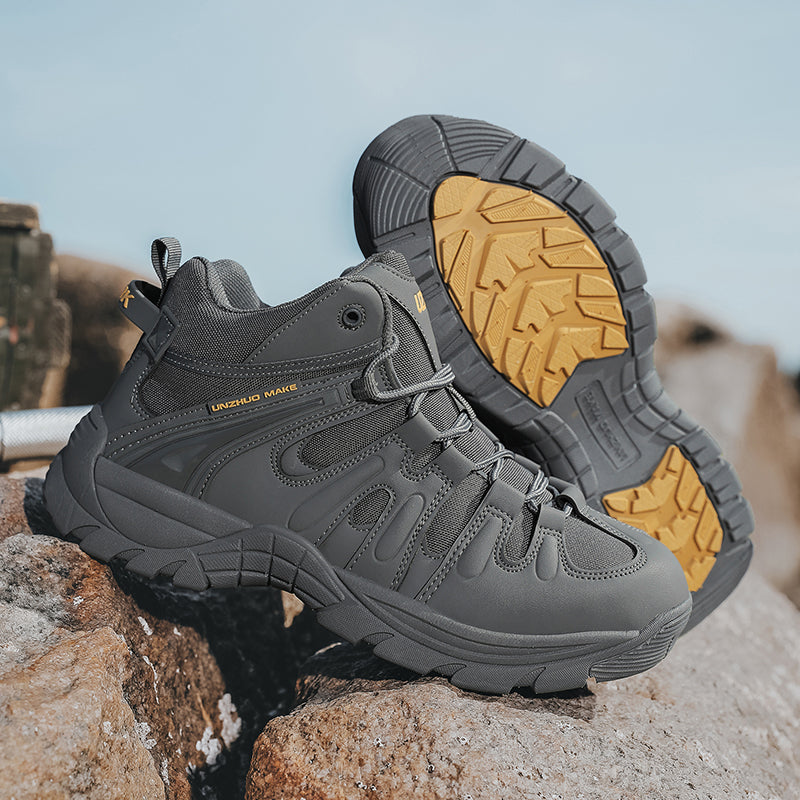 (🔥Last Day Promotion 70% OFF 🎁) Men’s Leather Hiking and Work Boots, Waterproof Lightweight Orthopedic Comfort, Slip Resistant Anti Puncture, Shock Absorbing Arch and Ankle Support, for Wet Trails Construction and Long Walks-SCSLUXE