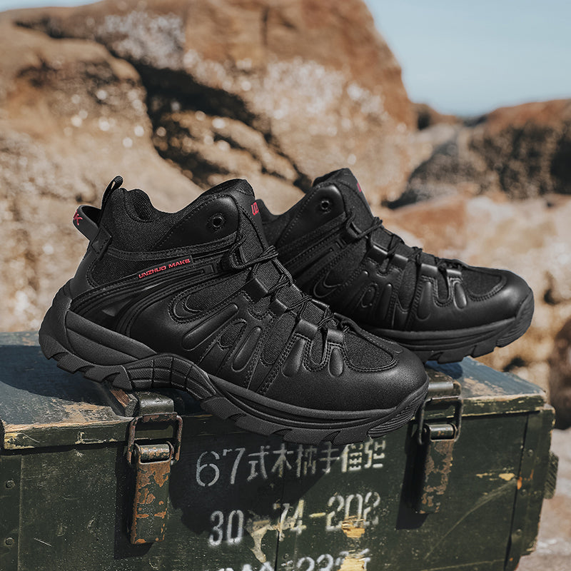 (🔥Last Day Promotion 70% OFF 🎁) Men’s Leather Hiking and Work Boots, Waterproof Lightweight Orthopedic Comfort, Slip Resistant Anti Puncture, Shock Absorbing Arch and Ankle Support, for Wet Trails Construction and Long Walks-SCSLUXE