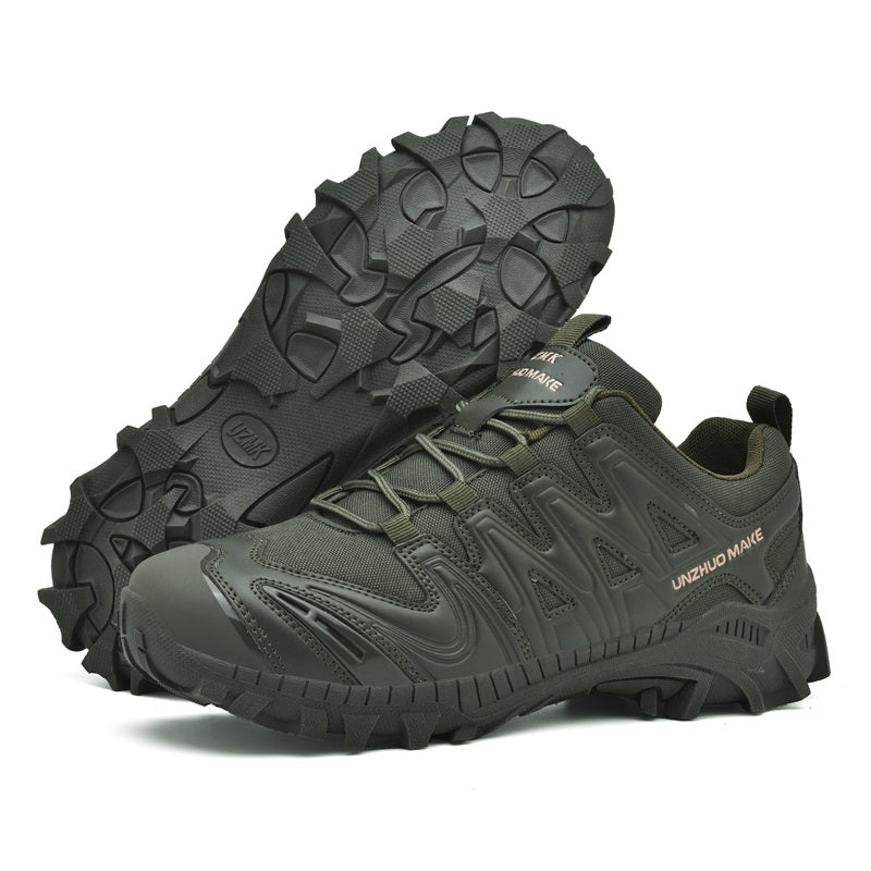 Men’s Lightweight Hiking/Work Shoes — Multi-Terrain Slip-Resistant, Breathable Quick-Dry Mesh, Shock-Absorbing Arch Support, Wide Protective Toe & Ankle Support-SCSLUXE