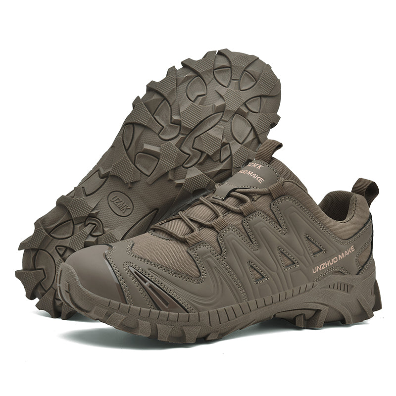 Men’s Lightweight Hiking/Work Shoes — Multi-Terrain Slip-Resistant, Breathable Quick-Dry Mesh, Shock-Absorbing Arch Support, Wide Protective Toe & Ankle Support-SCSLUXE