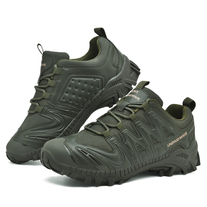 Men’s Lightweight Hiking/Work Shoes — Multi-Terrain Slip-Resistant, Breathable Quick-Dry Mesh, Shock-Absorbing Arch Support, Wide Protective Toe & Ankle Support-SCSLUXE