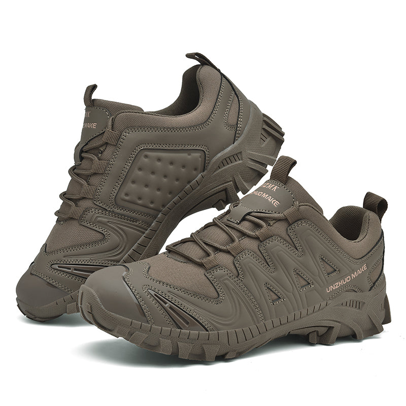 Men’s Lightweight Hiking/Work Shoes — Multi-Terrain Slip-Resistant, Breathable Quick-Dry Mesh, Shock-Absorbing Arch Support, Wide Protective Toe & Ankle Support-SCSLUXE