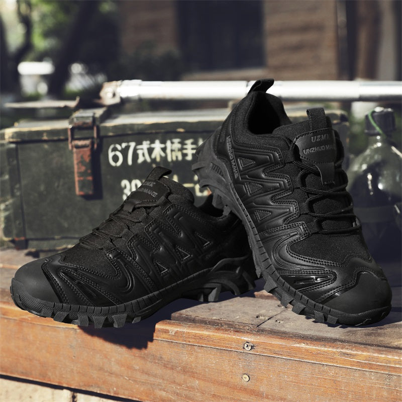 Men’s Lightweight Hiking/Work Shoes — Multi-Terrain Slip-Resistant, Breathable Quick-Dry Mesh, Shock-Absorbing Arch Support, Wide Protective Toe & Ankle Support-SCSLUXE