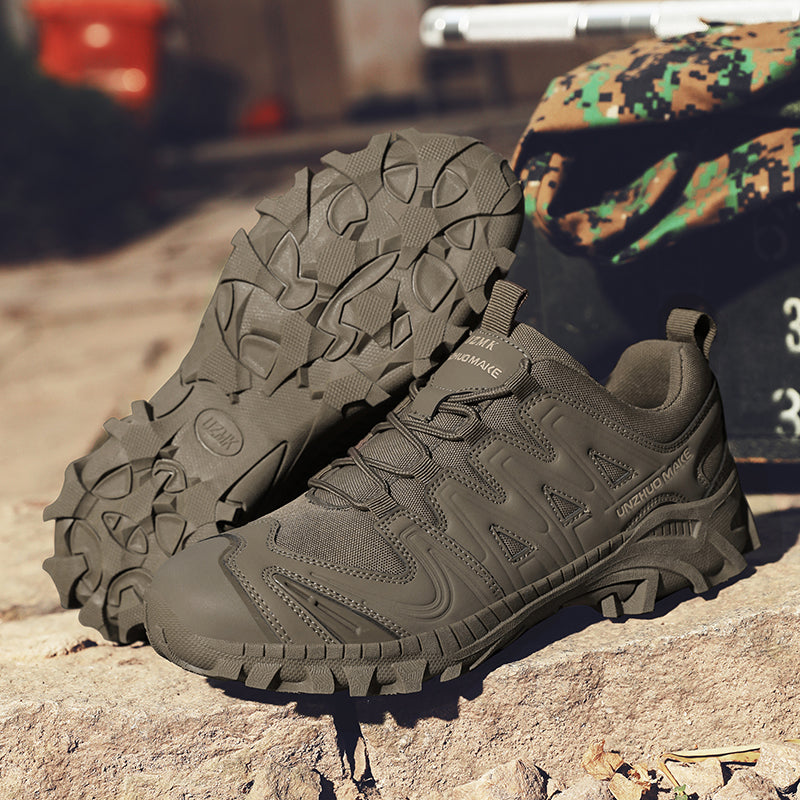 Men’s Lightweight Hiking/Work Shoes — Multi-Terrain Slip-Resistant, Breathable Quick-Dry Mesh, Shock-Absorbing Arch Support, Wide Protective Toe & Ankle Support-SCSLUXE