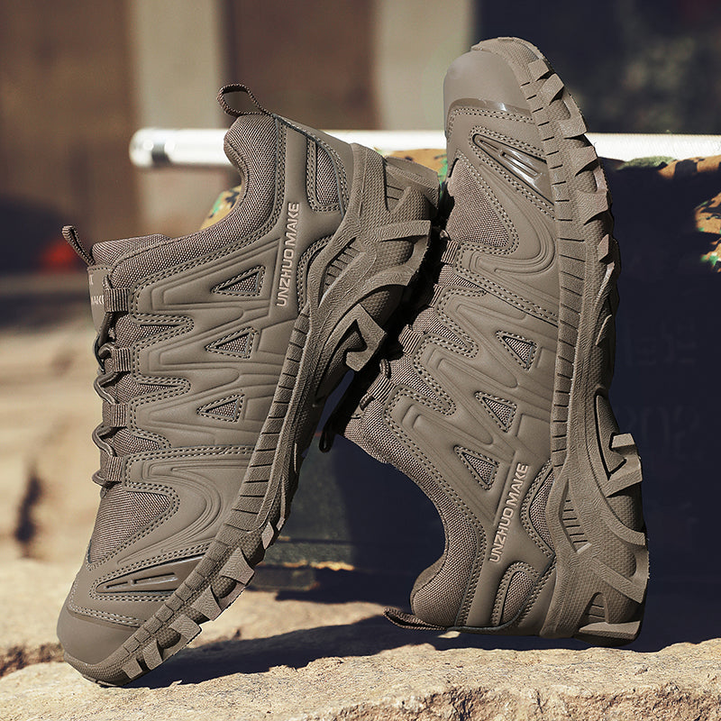 Men’s Lightweight Hiking/Work Shoes — Multi-Terrain Slip-Resistant, Breathable Quick-Dry Mesh, Shock-Absorbing Arch Support, Wide Protective Toe & Ankle Support-SCSLUXE