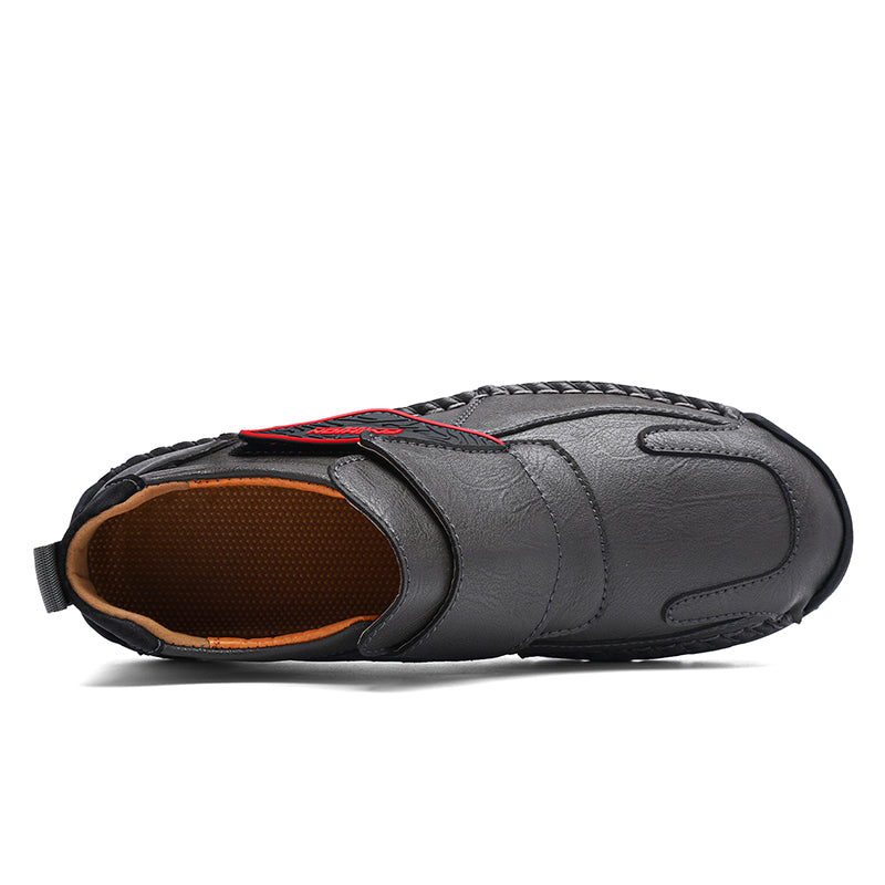 Mens Hand Stitching Leather Lace Up Ankle Boots Casual Vintage Non Slip Flats Arch Support Loafers for Hiking Walking Driving Chukka Boots-SCSLUXE