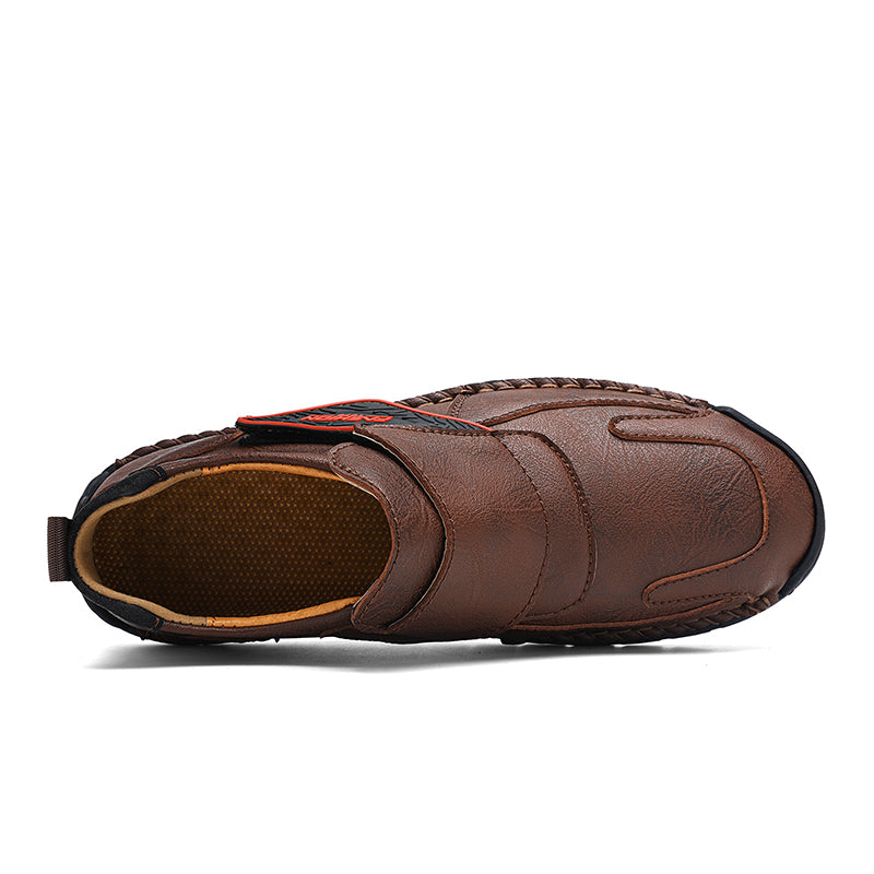 Mens Hand Stitching Leather Lace Up Ankle Boots Casual Vintage Non Slip Flats Arch Support Loafers for Hiking Walking Driving Chukka Boots-SCSLUXE