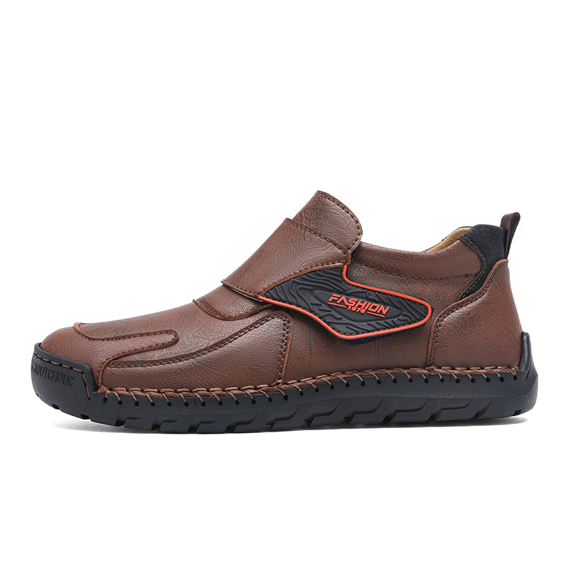 Mens Hand Stitching Leather Lace Up Ankle Boots Casual Vintage Non Slip Flats Arch Support Loafers for Hiking Walking Driving Chukka Boots-SCSLUXE