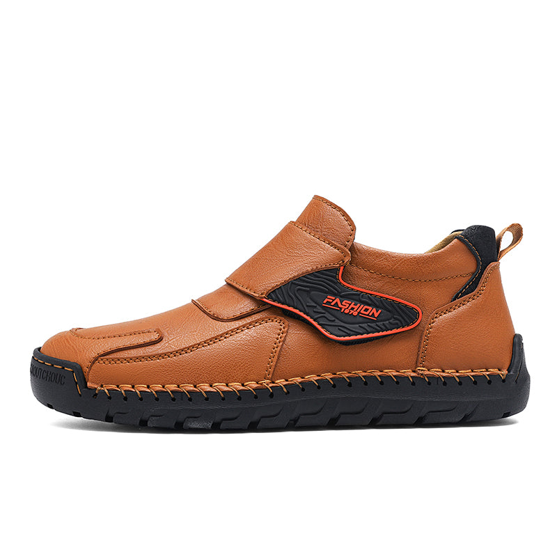 Mens Hand Stitching Leather Lace Up Ankle Boots Casual Vintage Non Slip Flats Arch Support Loafers for Hiking Walking Driving Chukka Boots-SCSLUXE