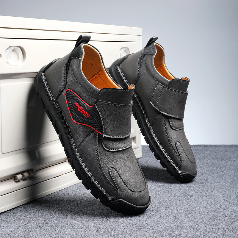 Mens Hand Stitching Leather Lace Up Ankle Boots Casual Vintage Non Slip Flats Arch Support Loafers for Hiking Walking Driving Chukka Boots-SCSLUXE