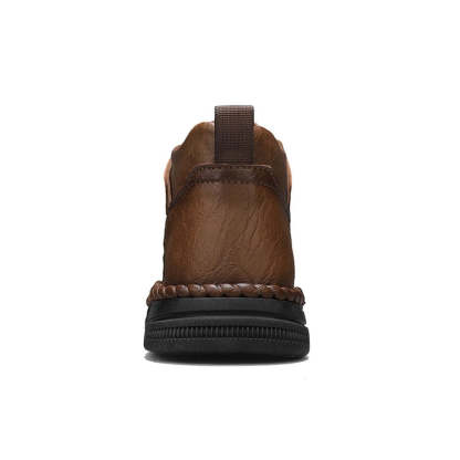 Mens Casual Leather Shoes Ankle Chukka Boots Slip On Lightweight Loafers Mid top Walking Driving Shoes for Male-SCSLUXE