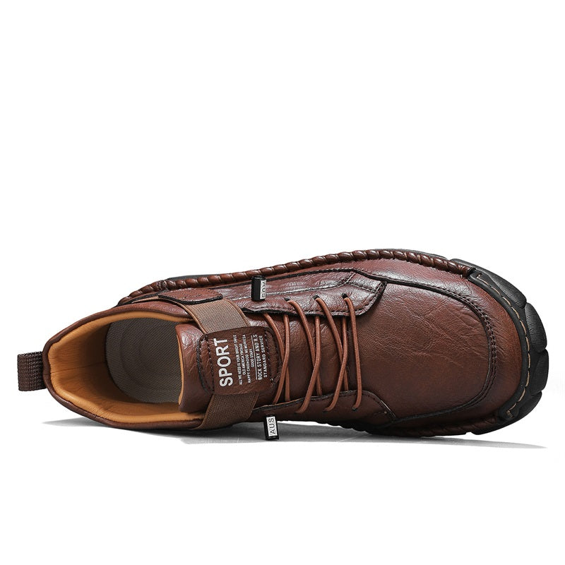Mens Casual Leather Shoes Ankle Chukka Boots Slip On Lightweight Loafers Mid top Walking Driving Shoes for Male-SCSLUXE