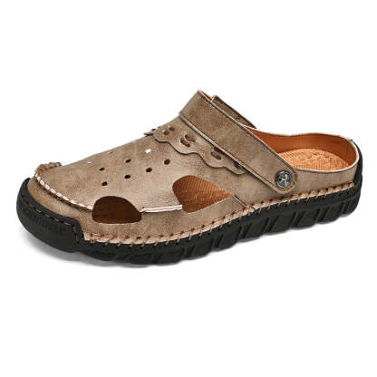 (⏰Last Day 49% OFF🔥)Men's 40+ Orthopedic Closed-Toe Sandals – Full-Grain Leather, Adjustable, Handmade for Fishing, Gardening & Daily Wear-SCSLUXE