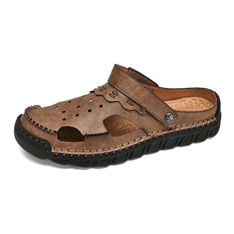 (⏰Last Day 49% OFF🔥)Men's 40+ Orthopedic Closed-Toe Sandals – Full-Grain Leather, Adjustable, Handmade for Fishing, Gardening & Daily Wear-SCSLUXE