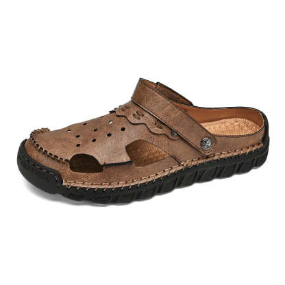 (⏰Last Day 49% OFF🔥)Men's 40+ Orthopedic Closed-Toe Sandals – Full-Grain Leather, Adjustable, Handmade for Fishing, Gardening & Daily Wear-SCSLUXE