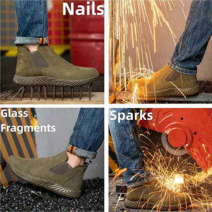 (Multiple Protection👍)High Quality Work Boots - Super Wear-Resistant Leather Material Kevlar Sole Anti-Impact Steel Toe Orthotic Insole-SCSLUXE