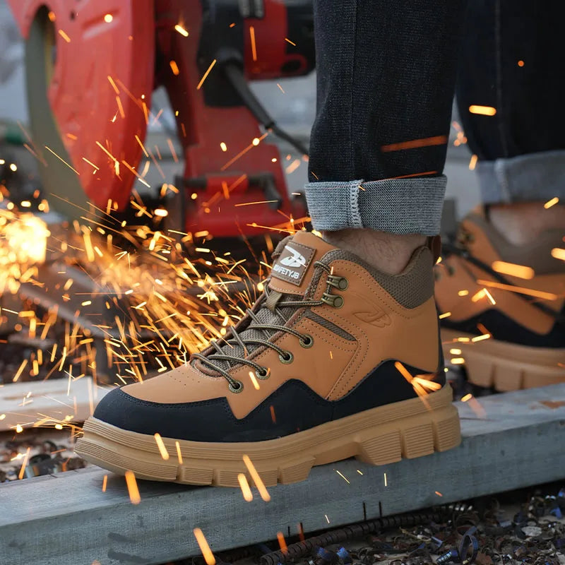 Men’s Steel Toe Outdoor Boots Work Boots Motorcycle Boots – Safety ,Indestructible, Anti-Smash, Puncture-Proof, Waterproof-SCSLUXE