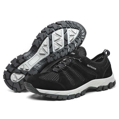 Men's Genuine Leather Breathable Lightweight Arch Support Hiking Orthopedic Shoes