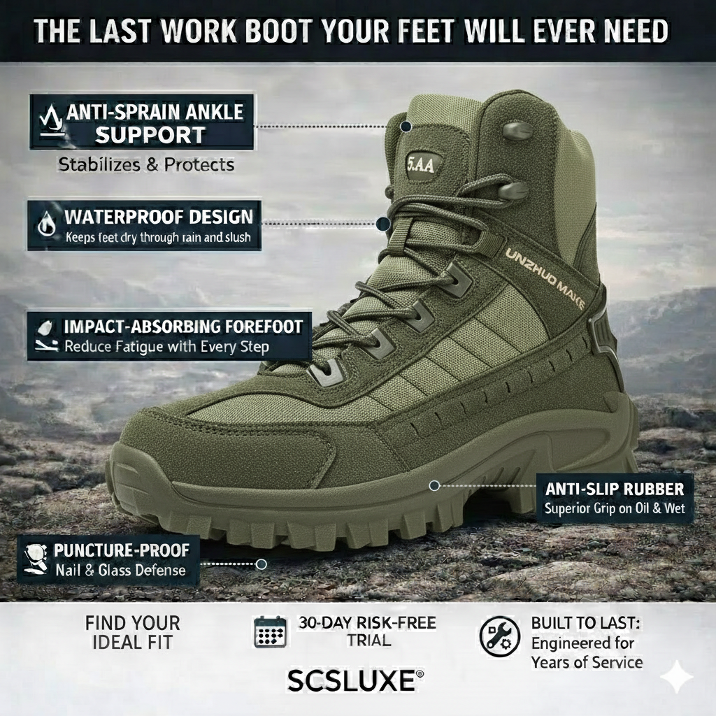 Men's Men Waterproof Non-Slip Hiking Boots Orthopedic Support Anti-Smash Anti-Puncture Work Boots (🎁Free Socks + Free shiping🧦)-SCSLUXE