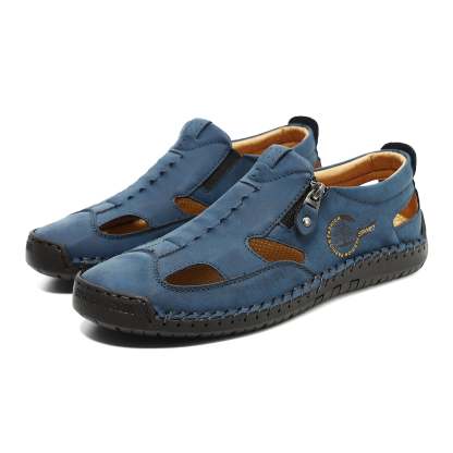 (⏳NOW ON: 49% OFF Sale! 🔥)Mens Casual Shoes Summer Breathable Sneakers Loafers Walking Shoes Hand Made Lace-Up Leather Dress Flats Shoes for Driving Business Working Office-SCSLUXE