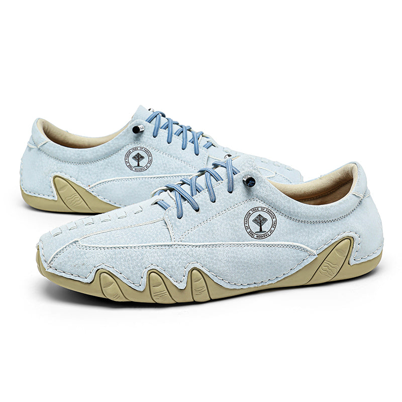 (⏰NOW ON: 49% OFF Independence Day Sale! 🔥)Mens Casual Shoes Summer Breathable Sneakers Loafers Walking Shoes Hand Made Lace-Up Leather Dress Flats Shoes for Driving Business Working Office-SCSLUXE