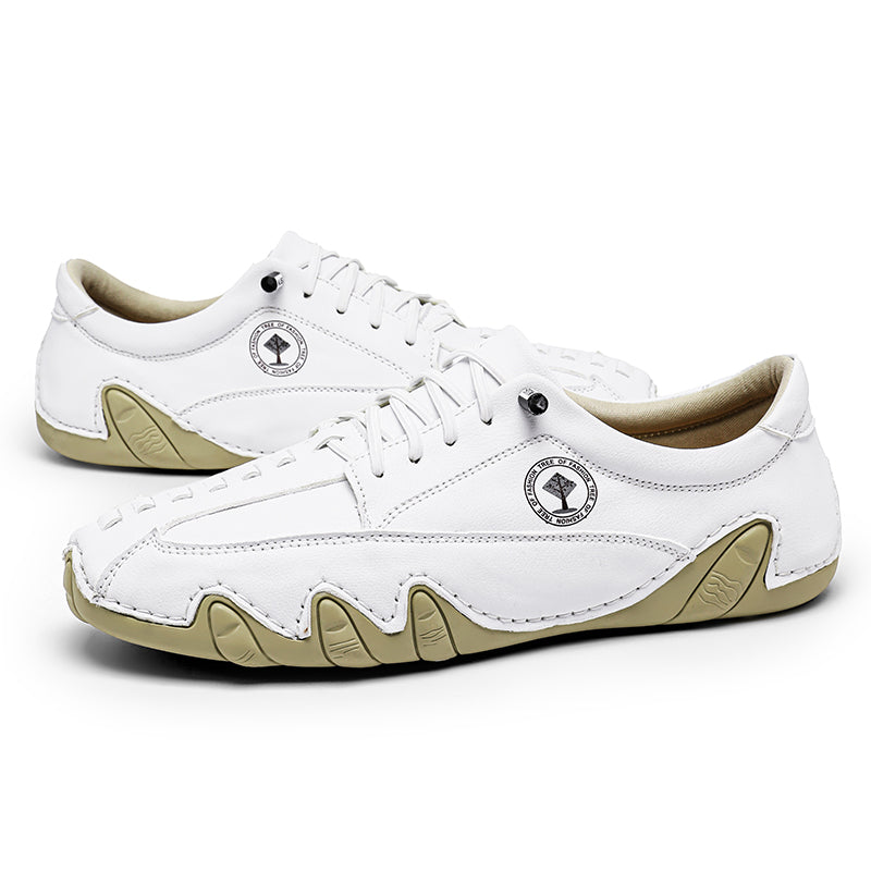 (⏰NOW ON: 49% OFF Independence Day Sale! 🔥)Mens Casual Shoes Summer Breathable Sneakers Loafers Walking Shoes Hand Made Lace-Up Leather Dress Flats Shoes for Driving Business Working Office-SCSLUXE