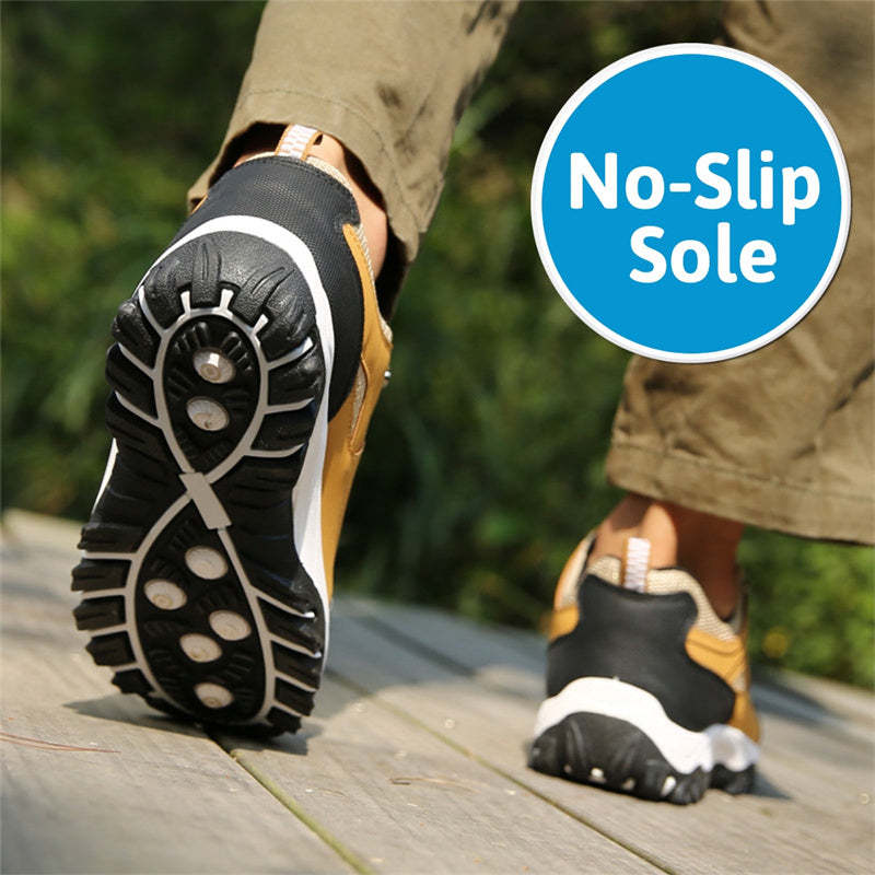 Men's Waterproof Puncture-Resistant Round-Toe Orthopedic Walking Hiking Shoes