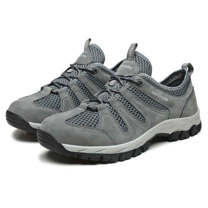 Men's Genuine Leather Breathable Lightweight Arch Support Hiking Orthopedic Shoes