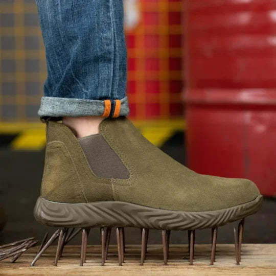 (Multiple Protection👍)High Quality Work Boots - Super Wear-Resistant Leather Material Kevlar Sole Anti-Impact Steel Toe Orthotic Insole-SCSLUXE