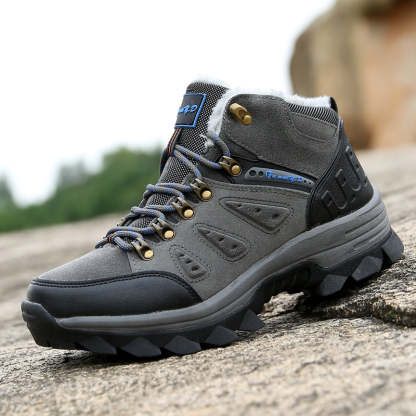 Men’s Warm-Lined Wide Fit Hiking Shoes – Waterproof, Non-Slip & Cushioned Arch Support for Winter Comfort-SCSLUXE
