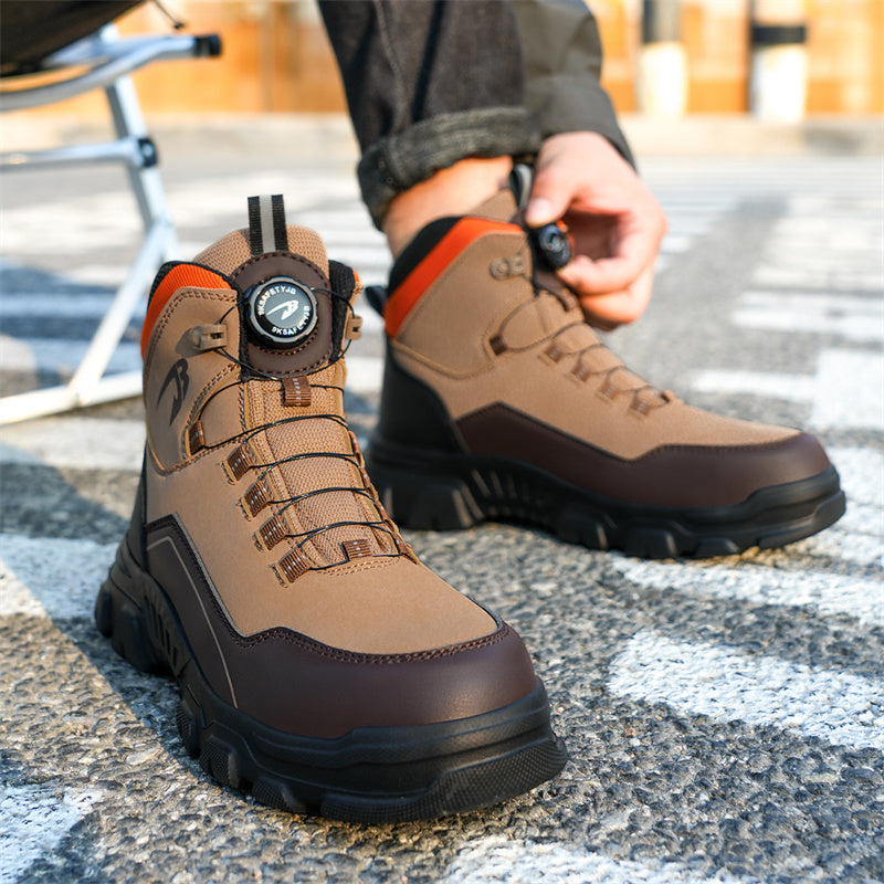 Men's Steel Toe Hand Stitched Cow Leather Boots Motorcycle Boots Work Boots Hiking Boots