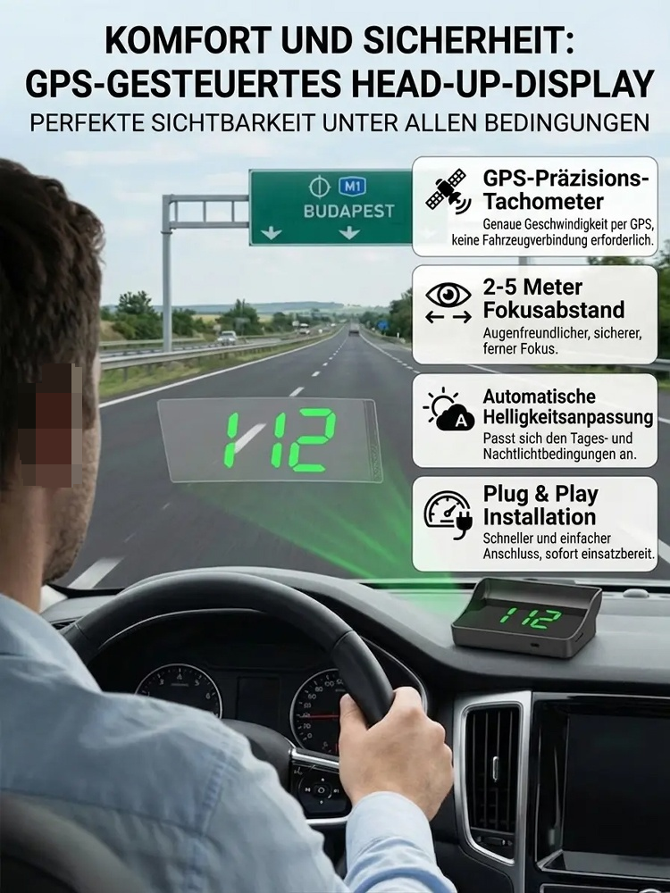 🚗 GPS-Head-Up-Display (HUD) – Plug & Play, verwandelt Ihr Fahrzeug im Handumdrehen in ein intelligentes Cockpit