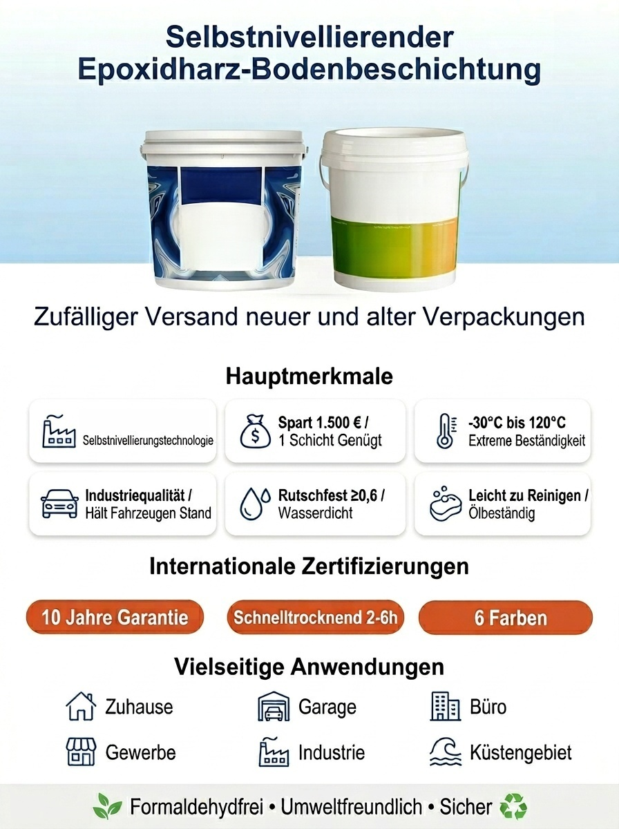 ⚡ Schnelltrocknend in 2 Stunden | Umweltfreundlich und geruchlos | Rutschfeste und abriebfeste Epoxid-Bodenfarbe 🎨