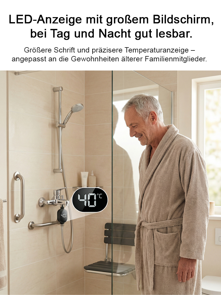 🚿Intelligentes Duschkopfthermometer | Wasserkraftnutzung | Dreifarbige Warnanzeige | Wasserdicht nach IPX7
