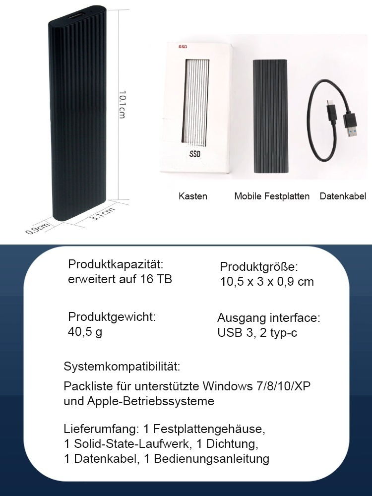 🚀 16 TB in der Hosentasche! Blitzschnelle, tragbare SSD mit USB-C-Anschluss – Schluss mit Speichersorgen! ✨