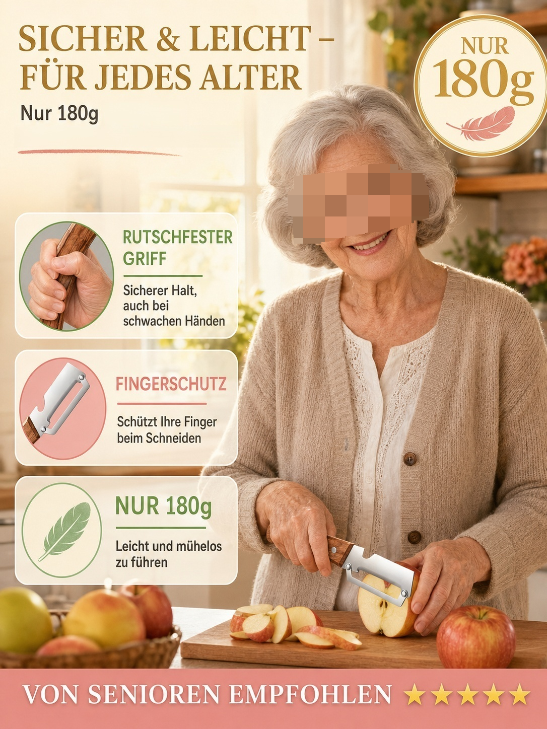 🔪 Sparschäler aus Edelstahl 316L | Öffnet und schält Flaschen in einem Arbeitsgang, leicht und rutschfest, lässt sich sofort abspülen.