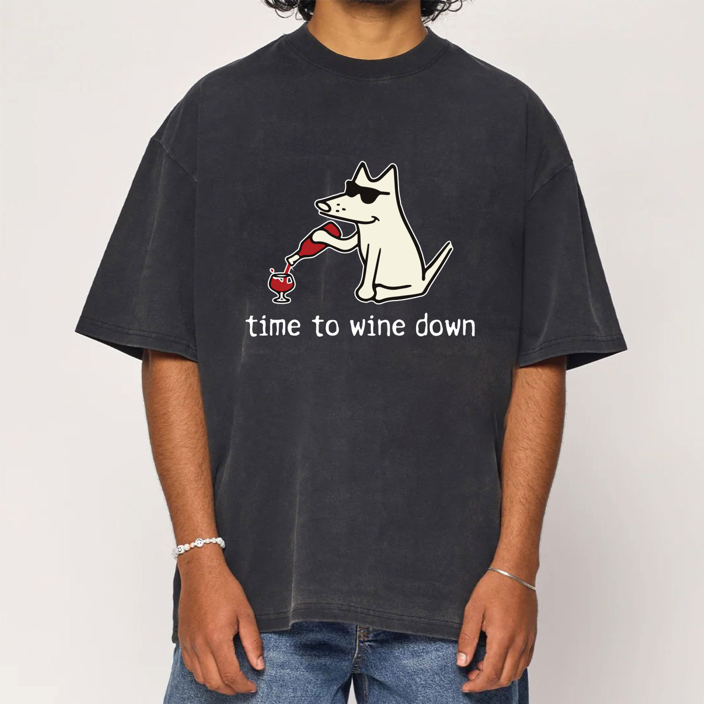 Pick Of The Litter Time To Wine Down Washed T-Shirt