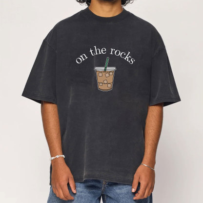 Iced Coffee Lover On The Rocks Washed T-Shirt