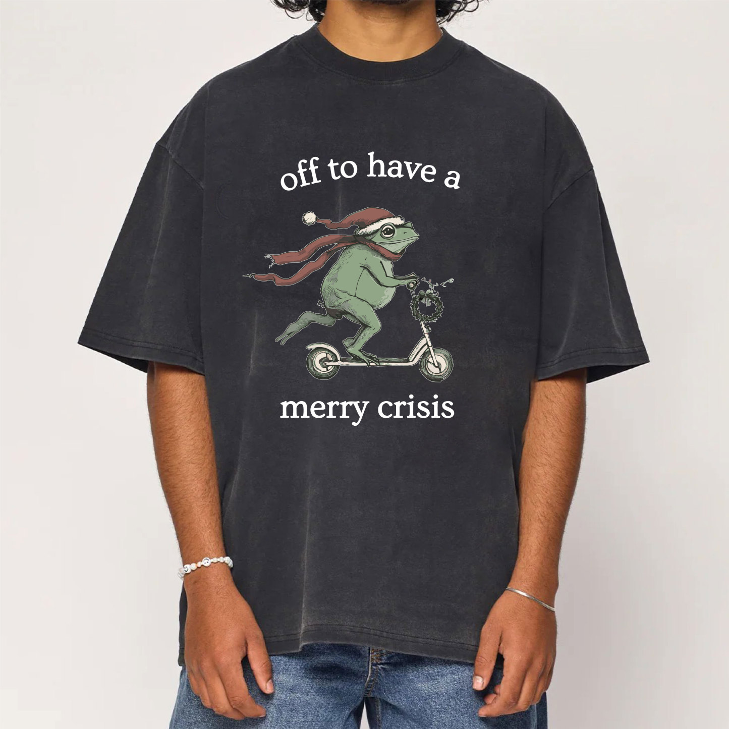 Off To Have A Merry Crisis Funny Christmas Washed T-Shirt