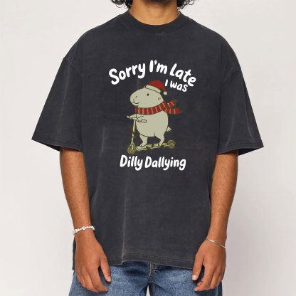 Sorry I'm Late I Was Dilly Dallying Washed T-Shirt
