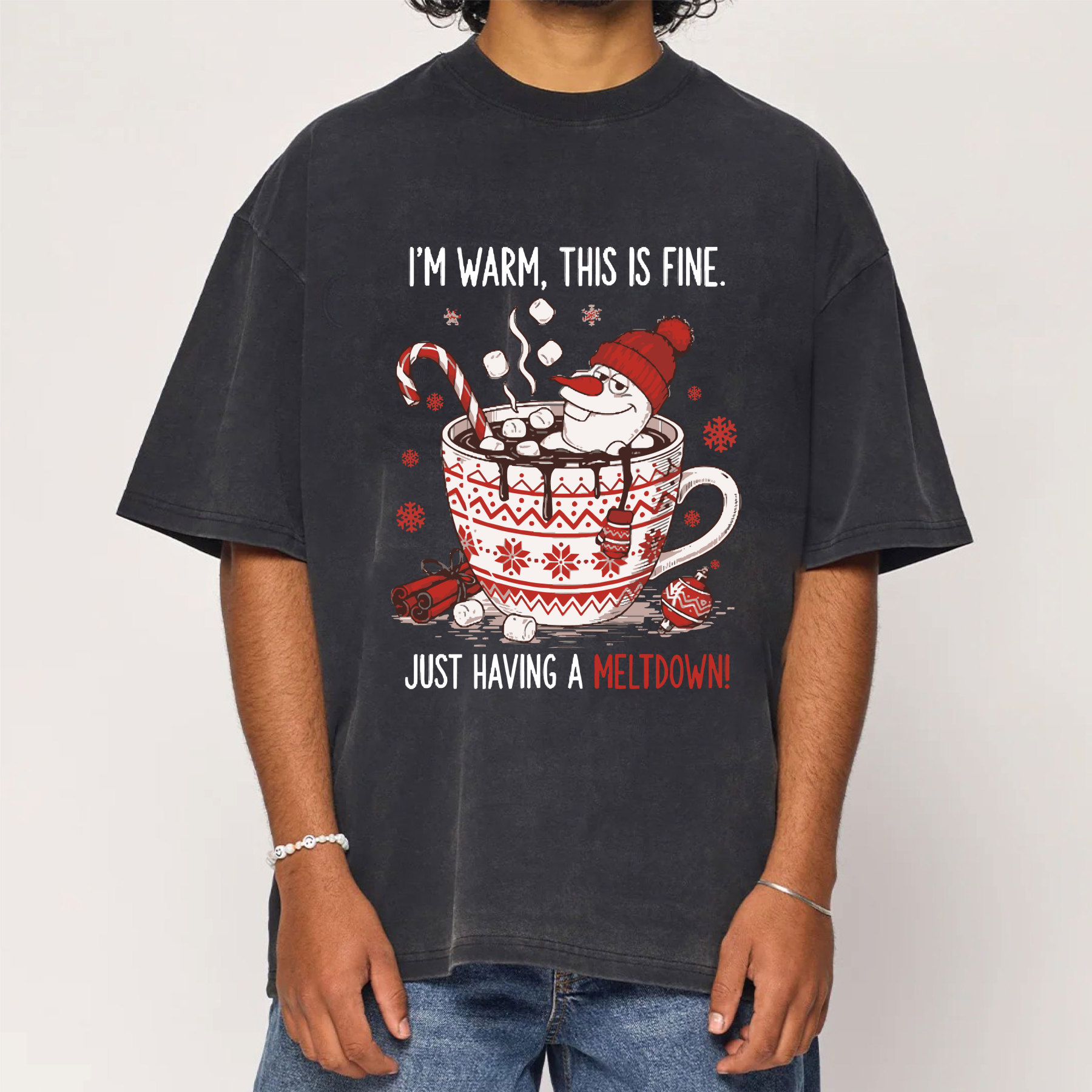 Olaf Snowman I’m Warm This Is Fine Just Having A Meltdown Washed T-Shirt